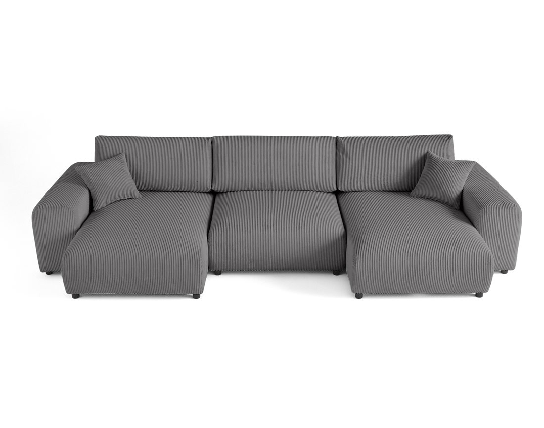 Canapé panoramique en U 7 places en velours côtelé Garance