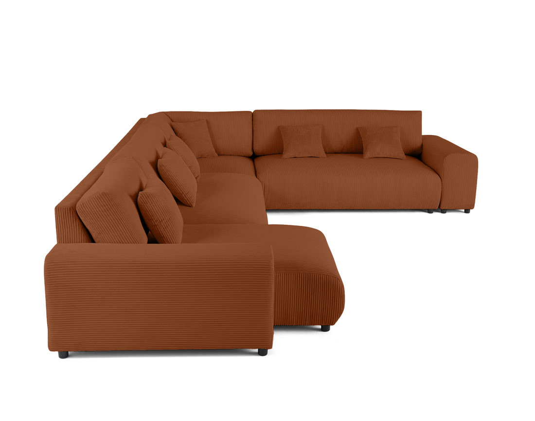 Canapé modulable d'angle droit 8 places en velours côtelé Garance