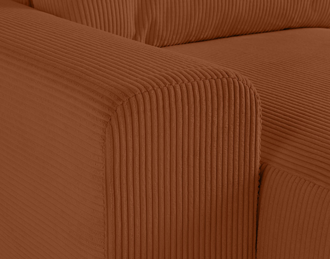 Canapé modulable d'angle droit 8 places en velours côtelé Garance