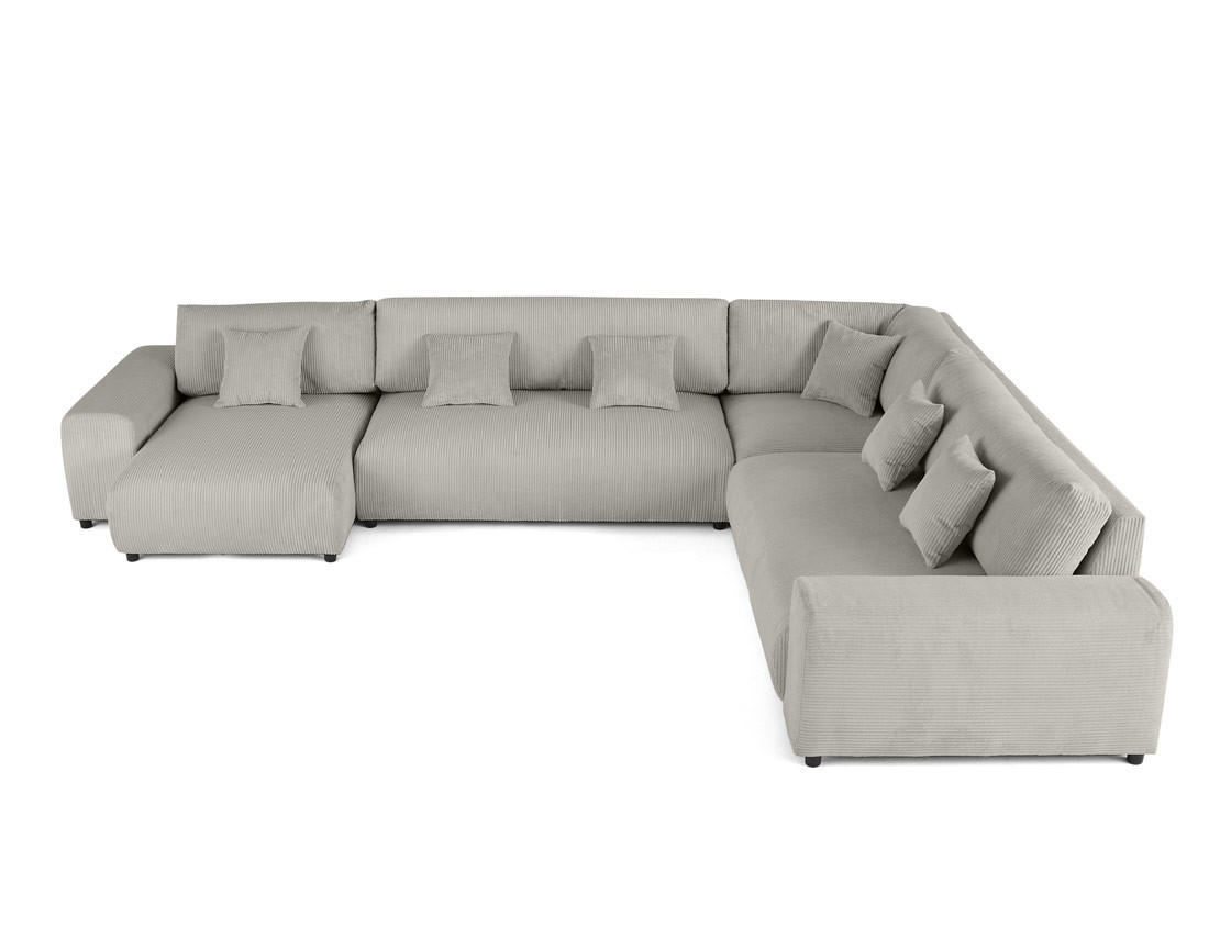 Canapé modulable d'angle droit 8 places en velours côtelé Garance