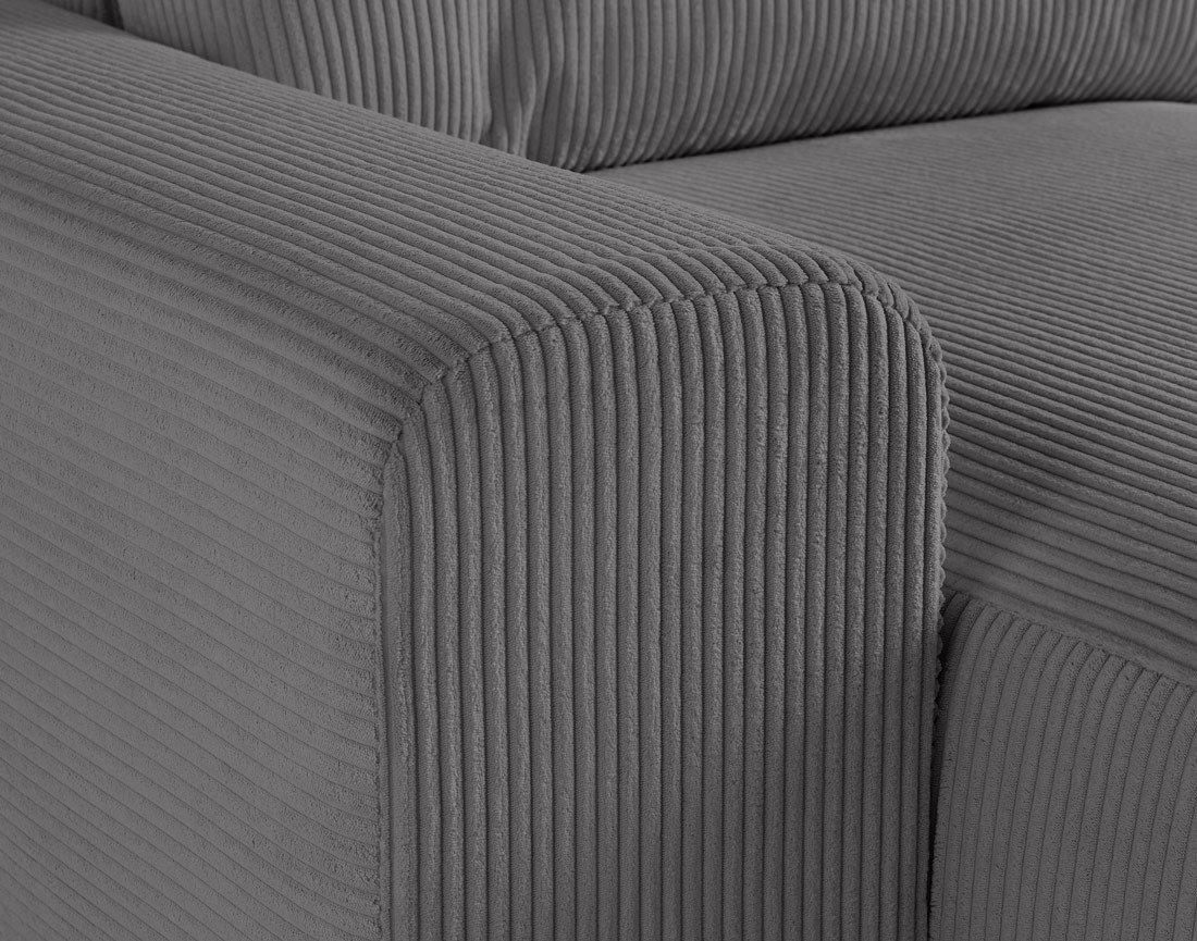 Canapé modulable d'angle droit 8 places en velours côtelé Garance