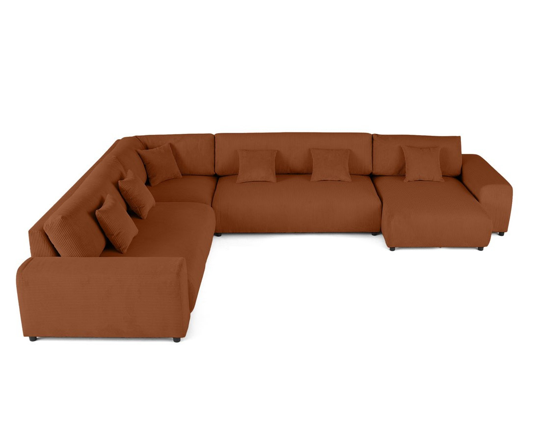 Canapé modulable d'angle gauche 8 places en velours côtelé Garance