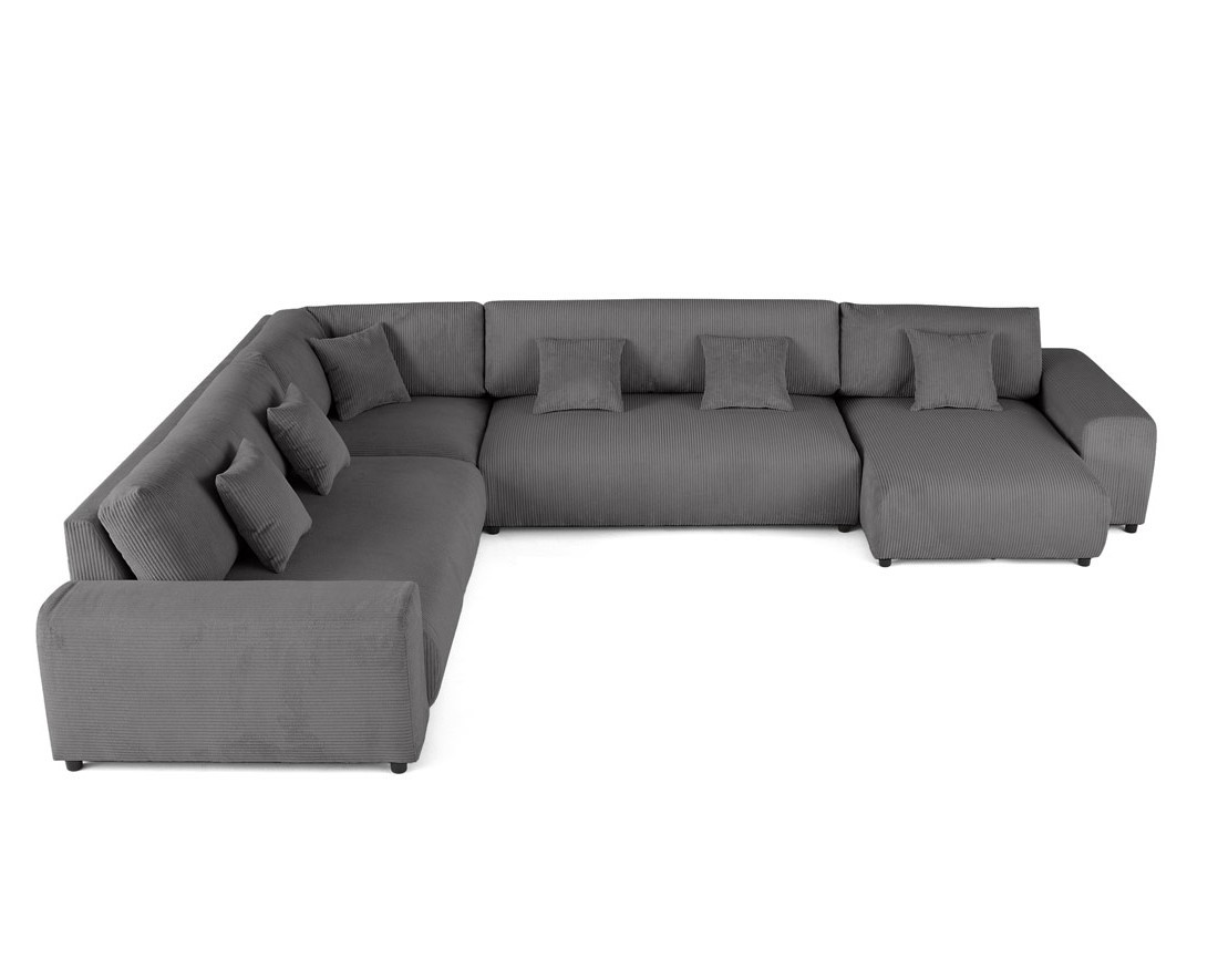 Canapé modulable d'angle gauche 8 places en velours côtelé Garance