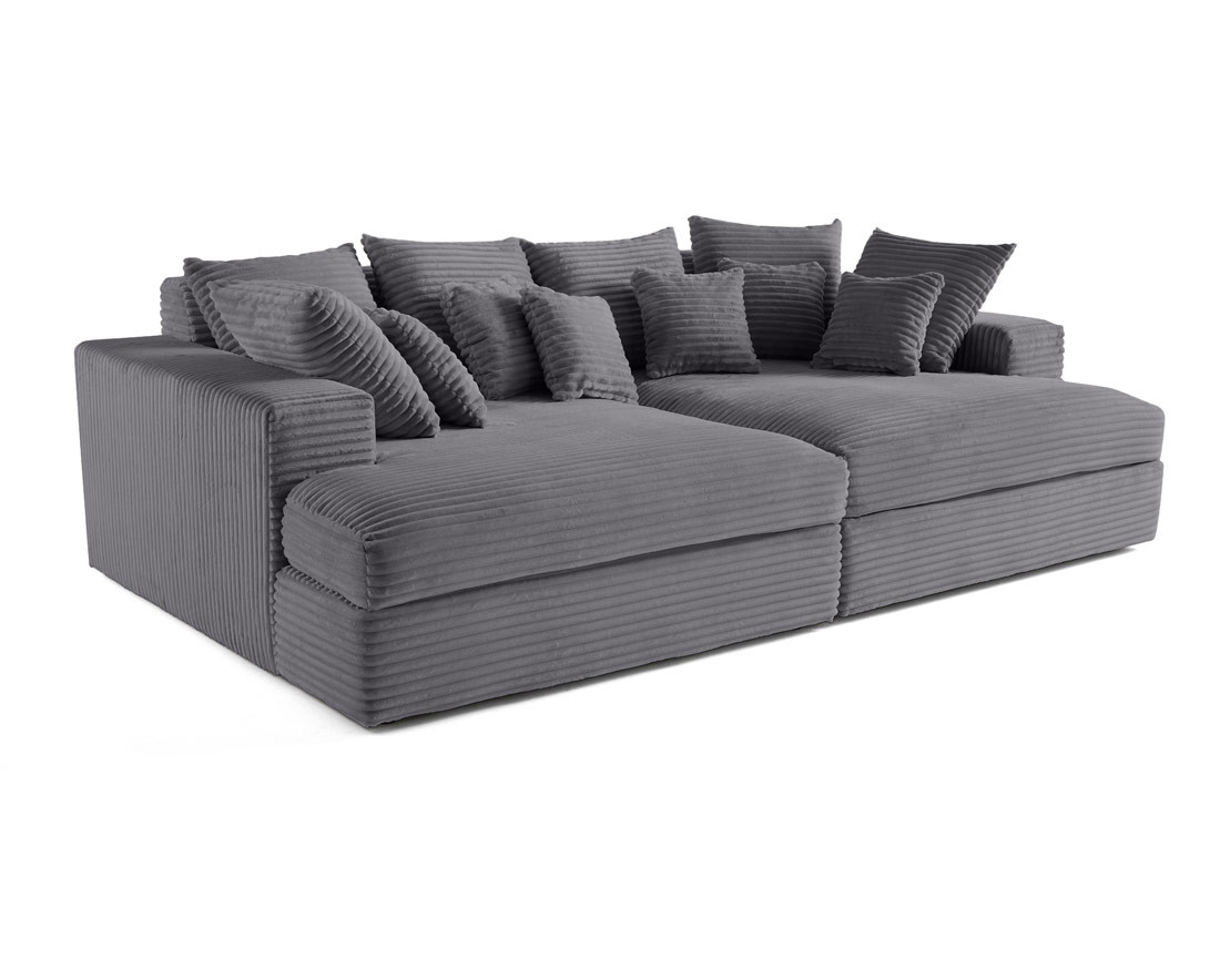Canapé 4 places avec double méridienne en velours côtelé grosses côtes Collins