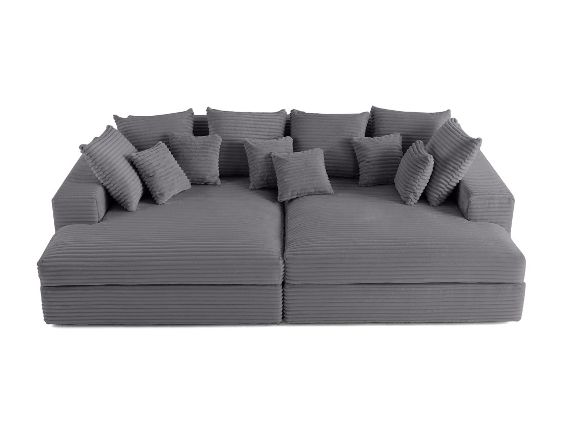Canapé 4 places avec double méridienne en velours côtelé grosses côtes Collins