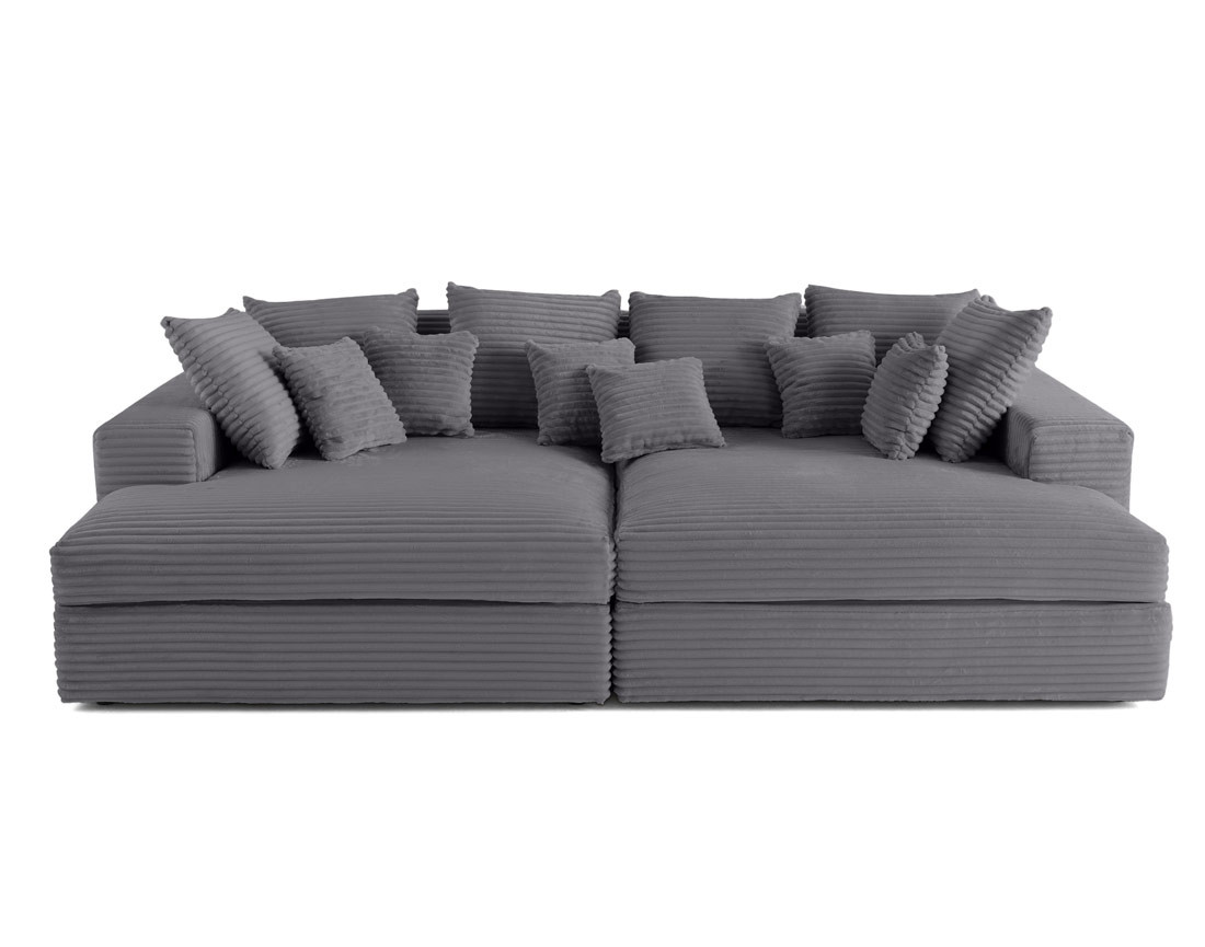 Canapé 4 places avec double méridienne en velours côtelé grosses côtes Collins