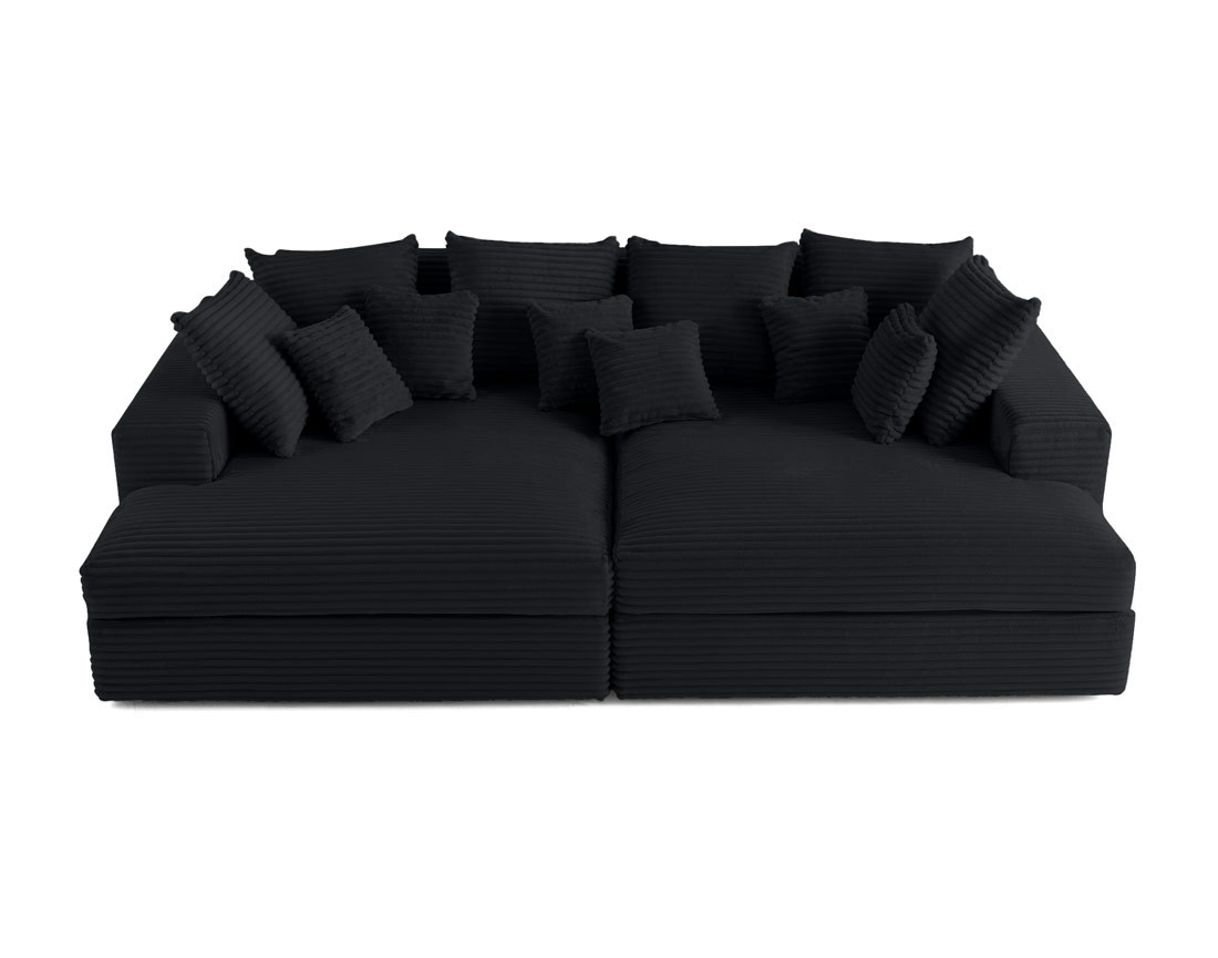 Canapé 4 places avec double méridienne en velours côtelé grosses côtes Collins