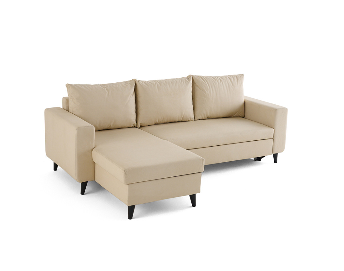 Canapé d'angle réversible 4 places convertible avec coffre en simili Nordic