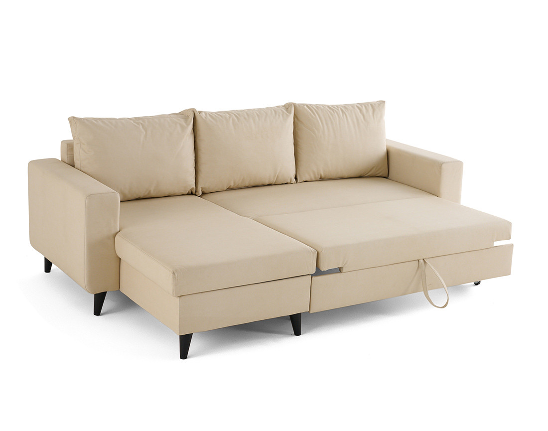 Canapé d'angle réversible 4 places convertible avec coffre en simili Nordic