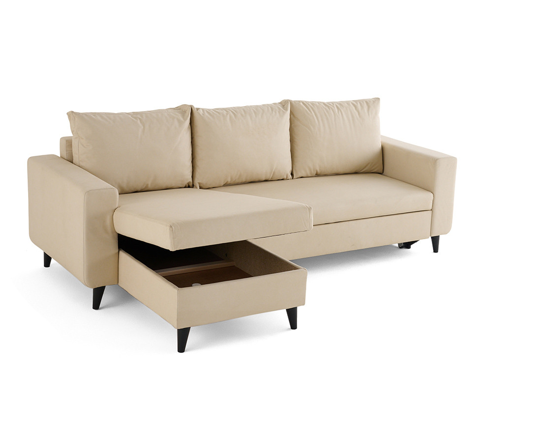 Canapé d'angle réversible 4 places convertible avec coffre en simili Nordic
