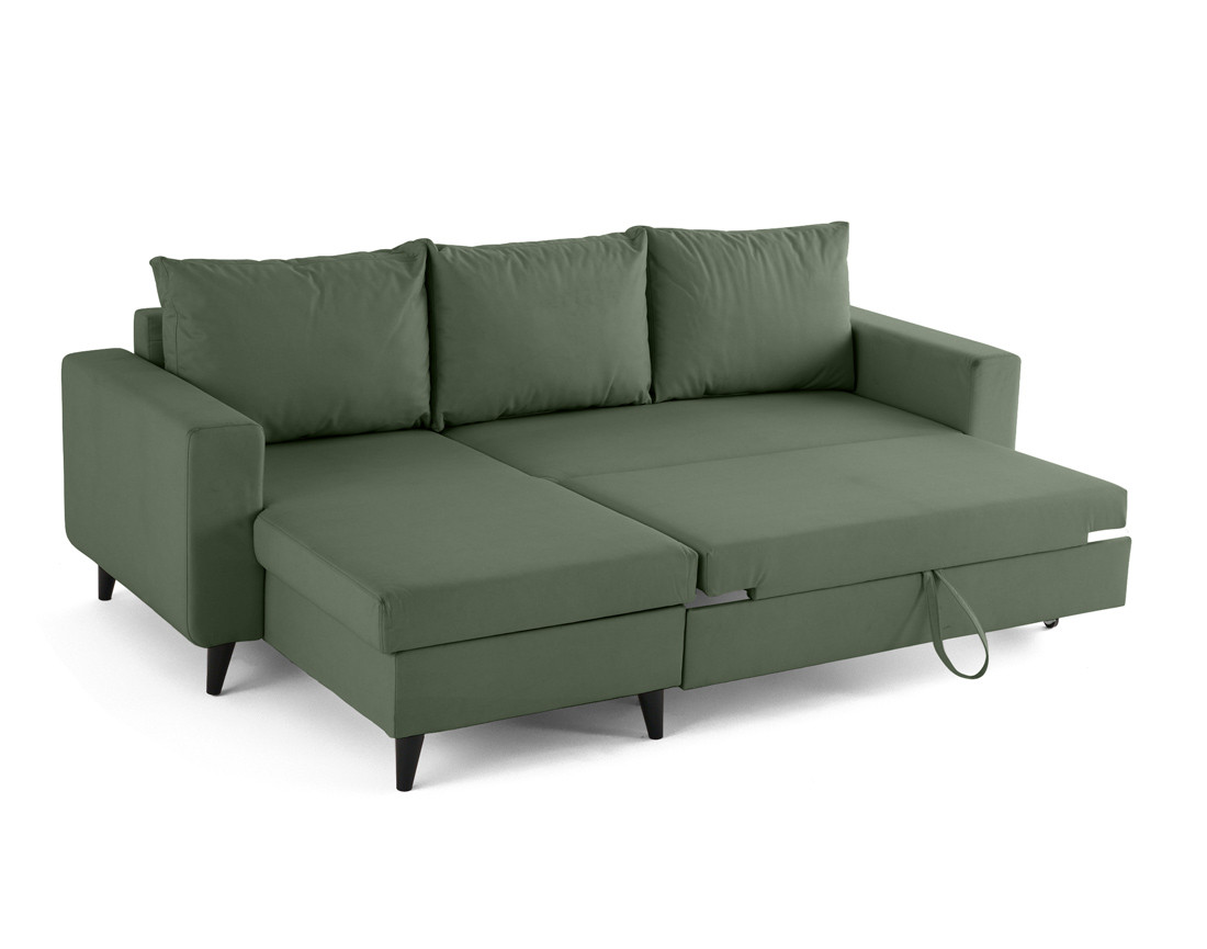 Canapé d'angle réversible 4 places convertible avec coffre en simili Nordic