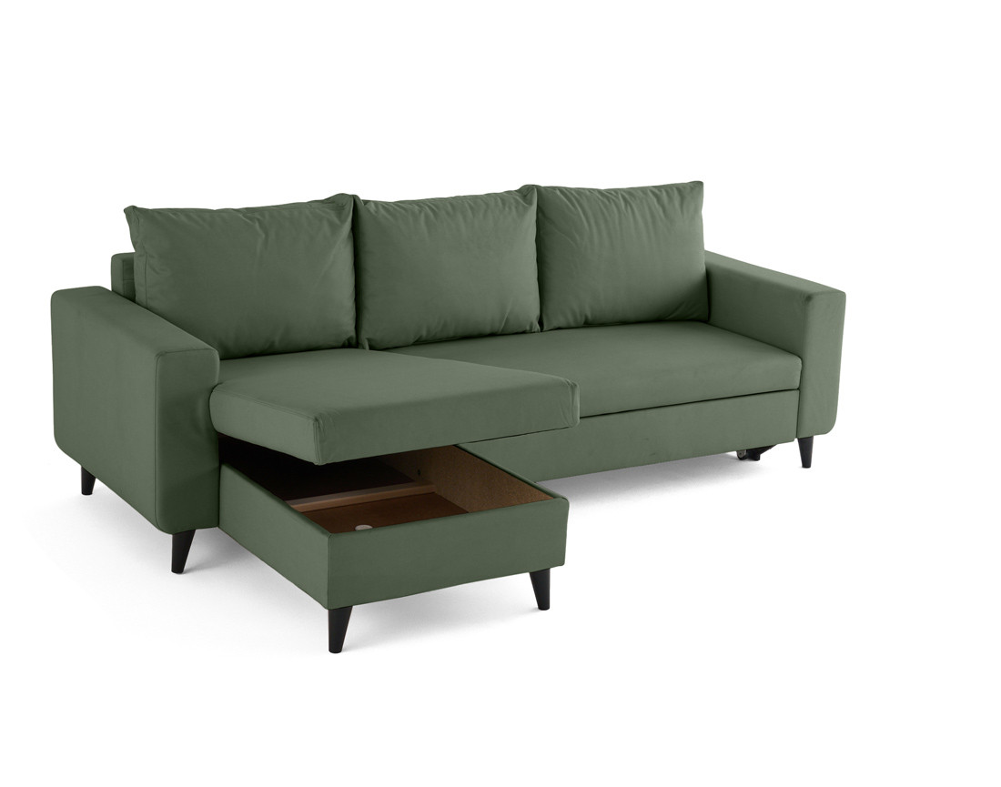 Canapé d'angle réversible 4 places convertible avec coffre en simili Nordic