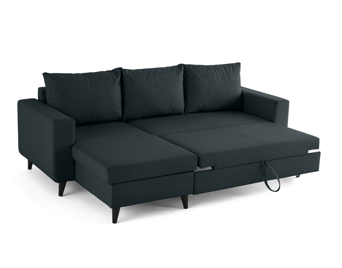 Canapé d'angle réversible 4 places convertible avec coffre en simili Nordic