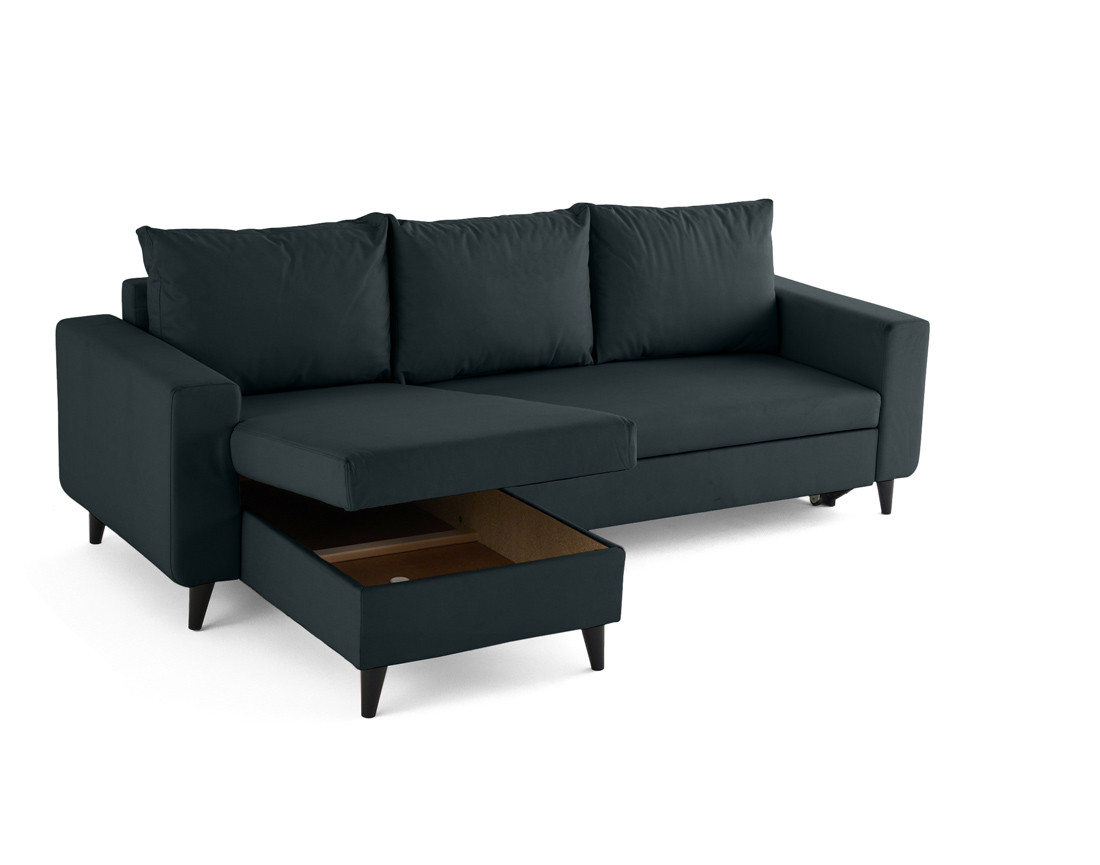 Canapé d'angle réversible 4 places convertible avec coffre en simili Nordic