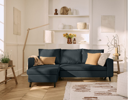 Canapé d'angle réversible 4 places convertible avec coffre en simili Nordic