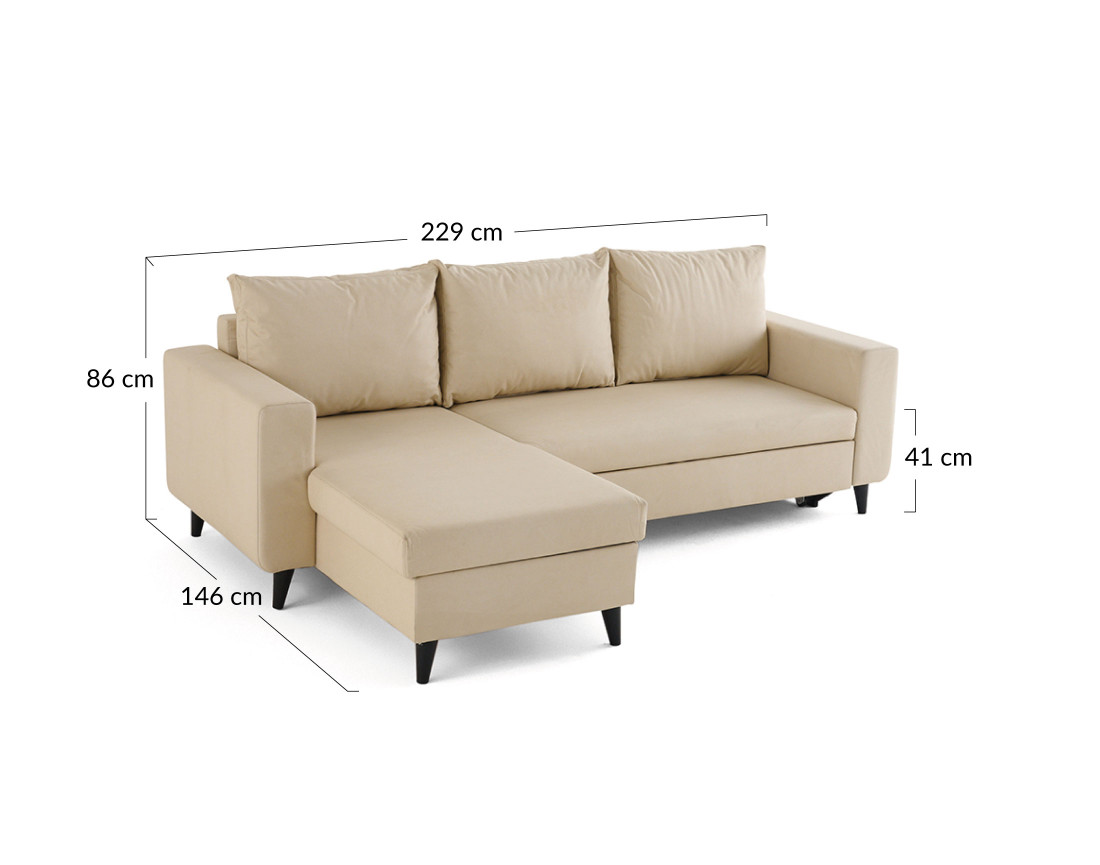 Canapé d'angle réversible 4 places convertible avec coffre en simili Nordic