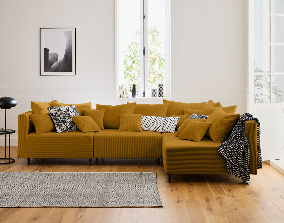 Module d'assise sans accoudoirs en velours côtelé Edinburg