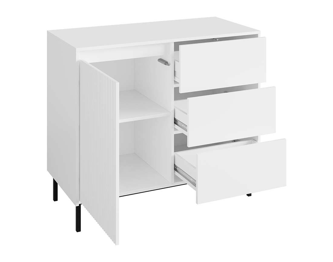 Buffet blanc blanc 3 tiroirs et 1 porte 103 cm Girona