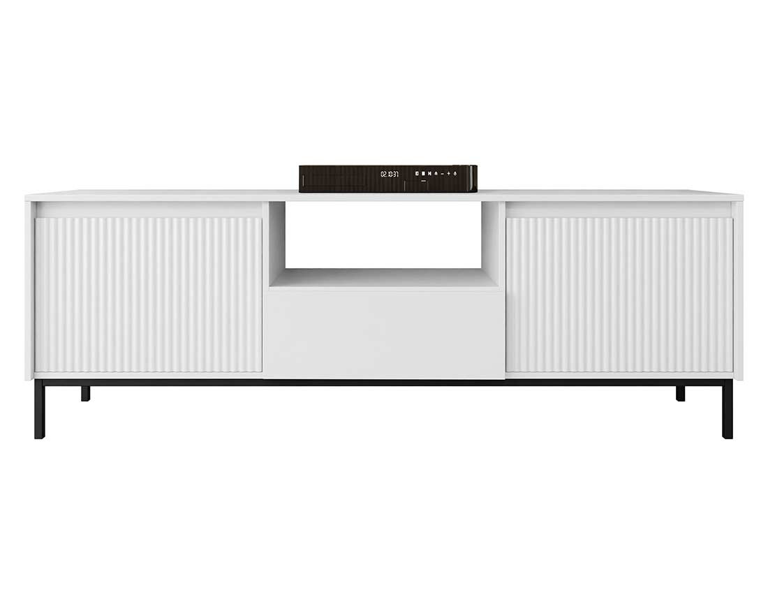 Meuble TV ouvert blanc 2 portes, 1 tiroir et 1 niche 174 cm Girona