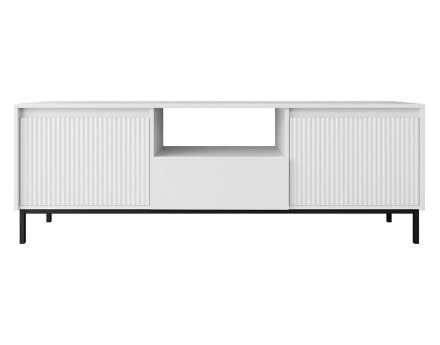 Meuble TV ouvert blanc 2 portes, 1 tiroir et 1 niche 174 cm Girona