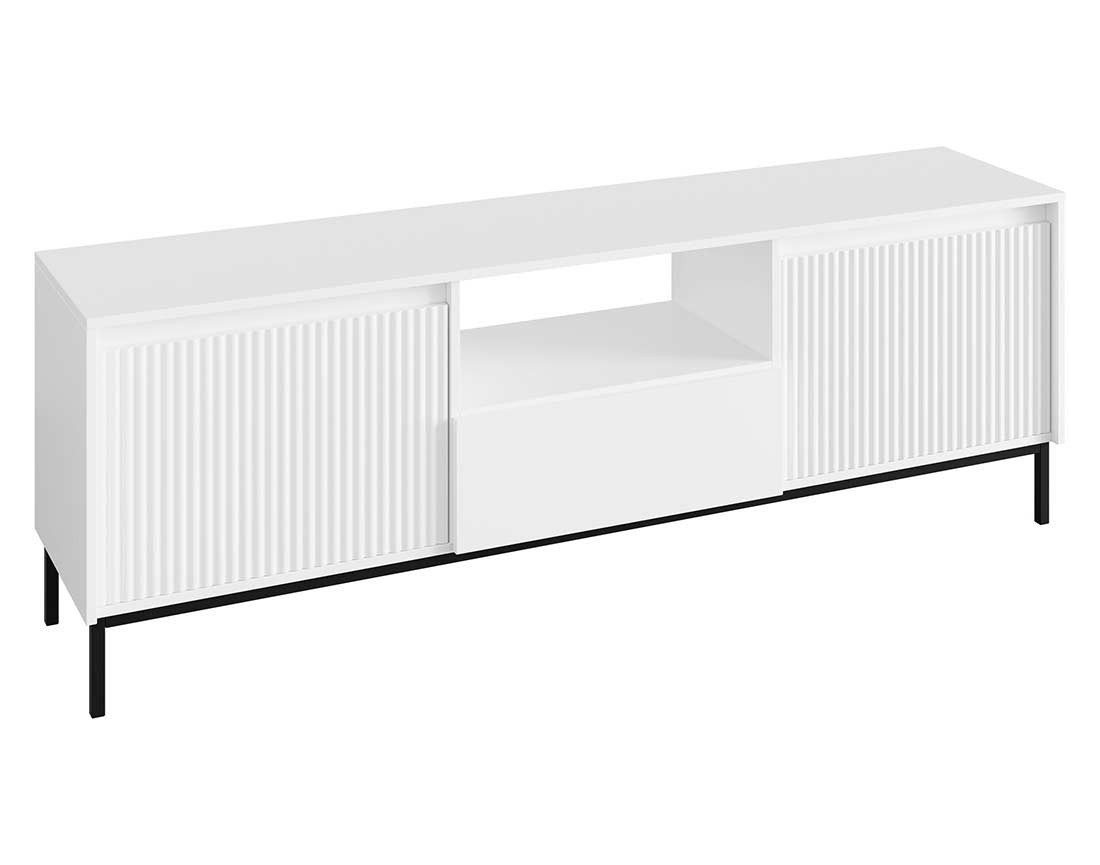 Meuble TV ouvert blanc 2 portes, 1 tiroir et 1 niche 174 cm Girona