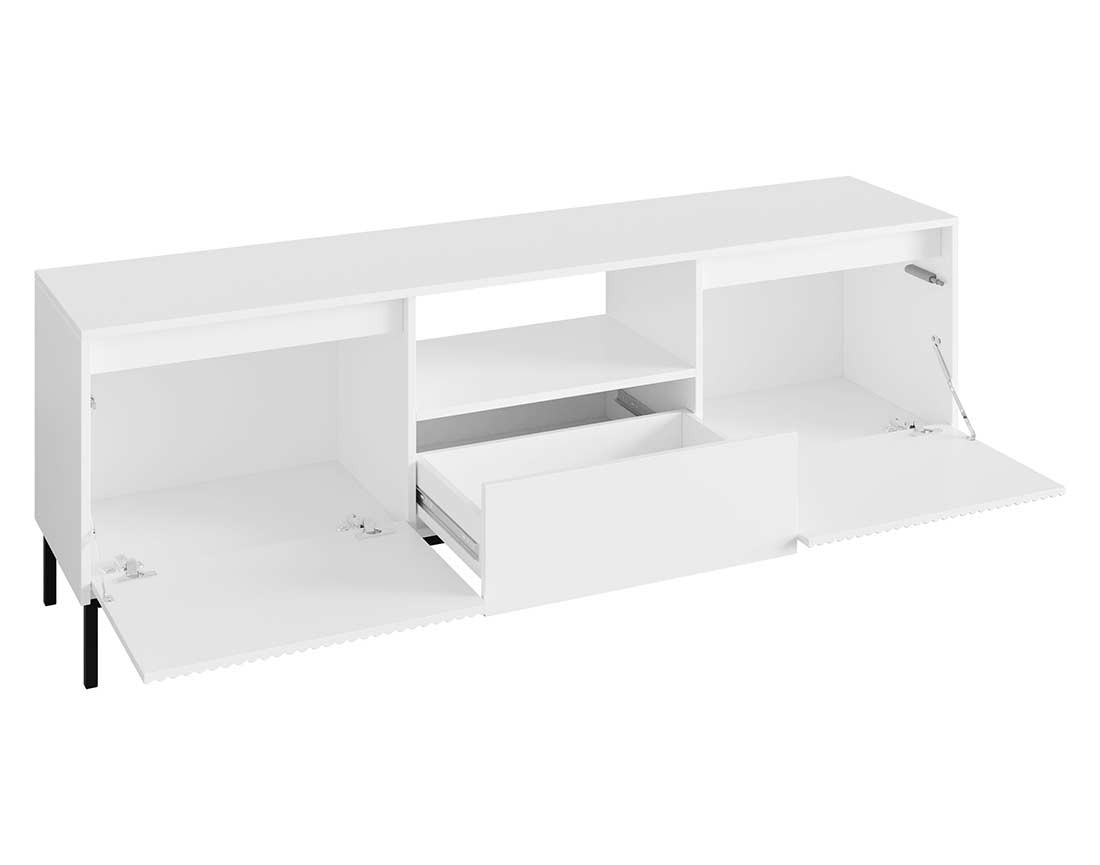 Meuble TV ouvert blanc 2 portes, 1 tiroir et 1 niche 174 cm Girona