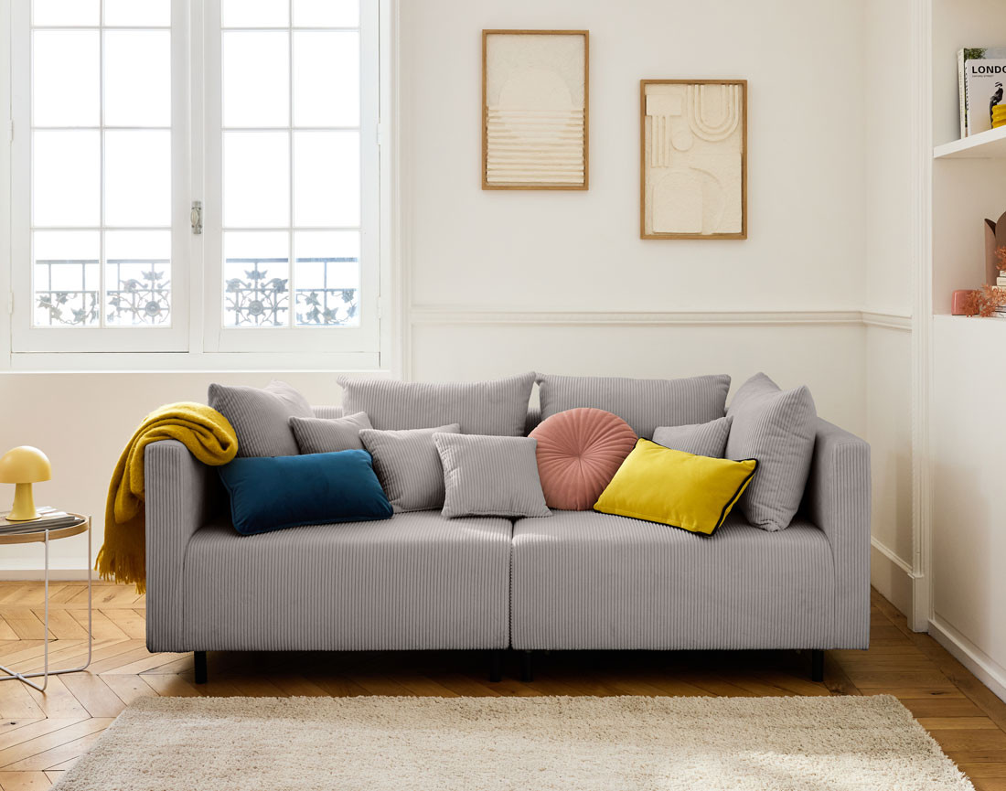 Canapé modulable 2 places en velours côtelé Edinburg