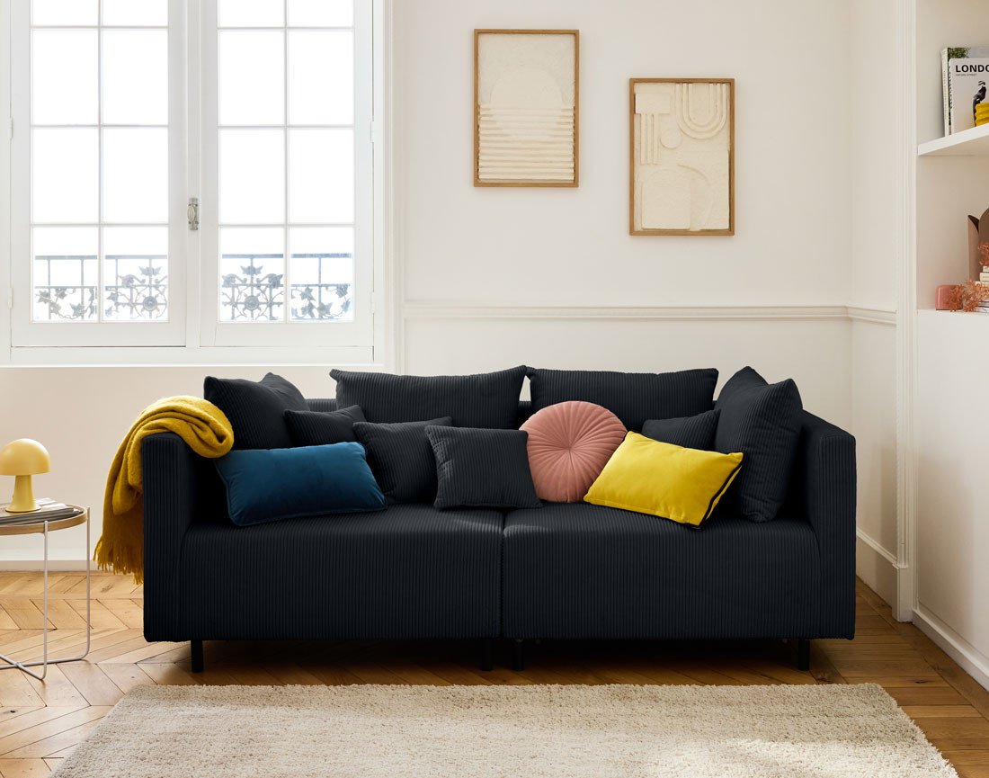 Canapé modulable 2 places en velours côtelé Edinburg