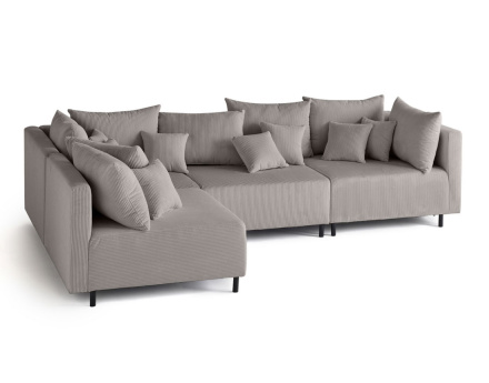 Canapé modulable d'angle réversible 4 places en velours côtelé Edinburg
