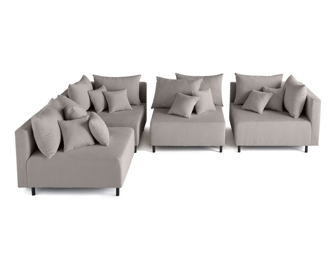 Canapé modulable d'angle réversible 4 places en velours côtelé Edinburg