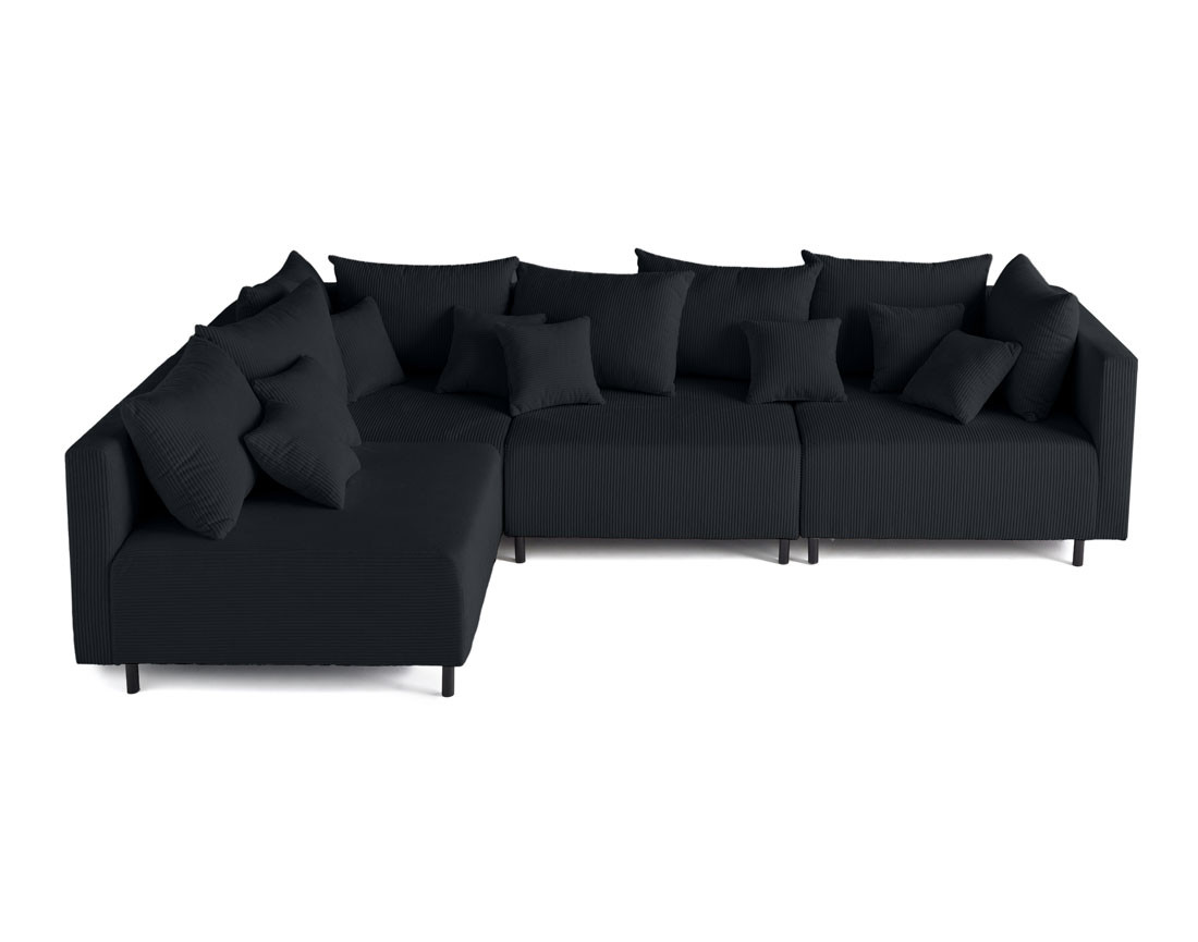 Canapé modulable d'angle réversible 4 places en velours côtelé Edinburg