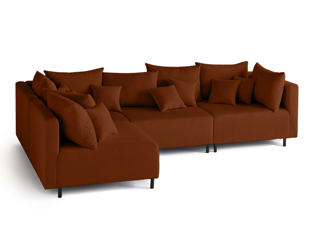 Canapé modulable d'angle réversible 4 places en velours côtelé Edinburg