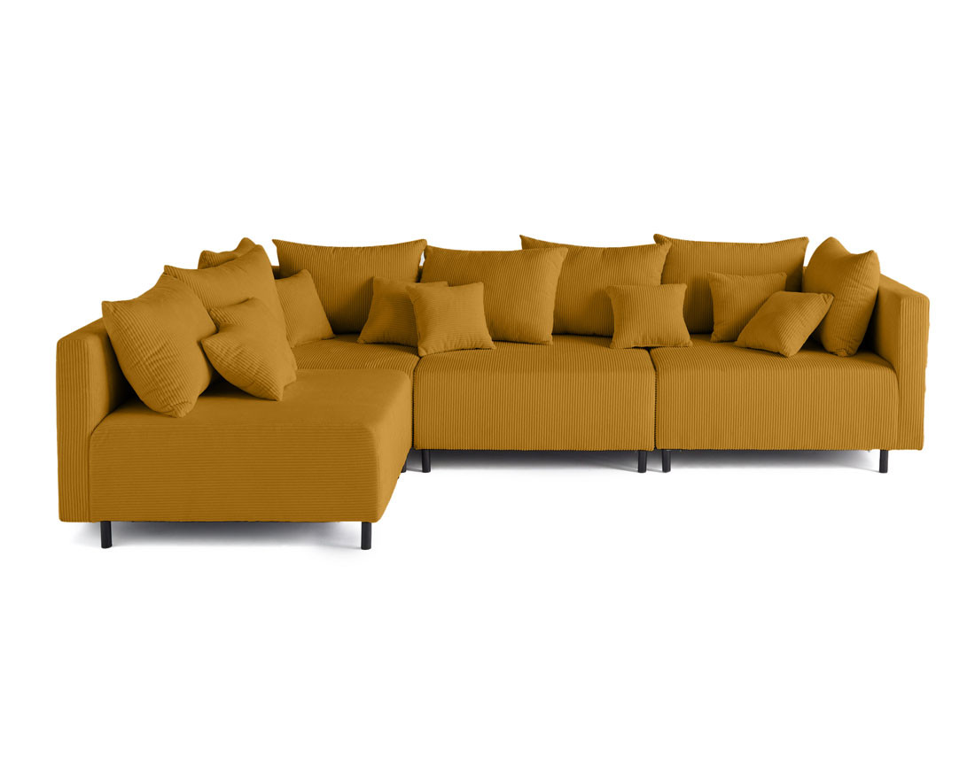 Canapé modulable d'angle réversible 4 places en velours côtelé Edinburg