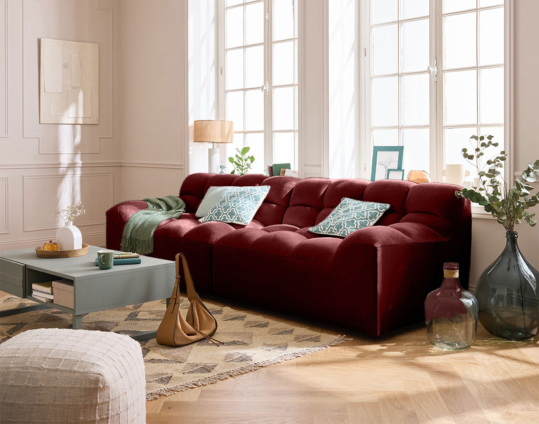 Canapé droit 4 places en velours Napoli