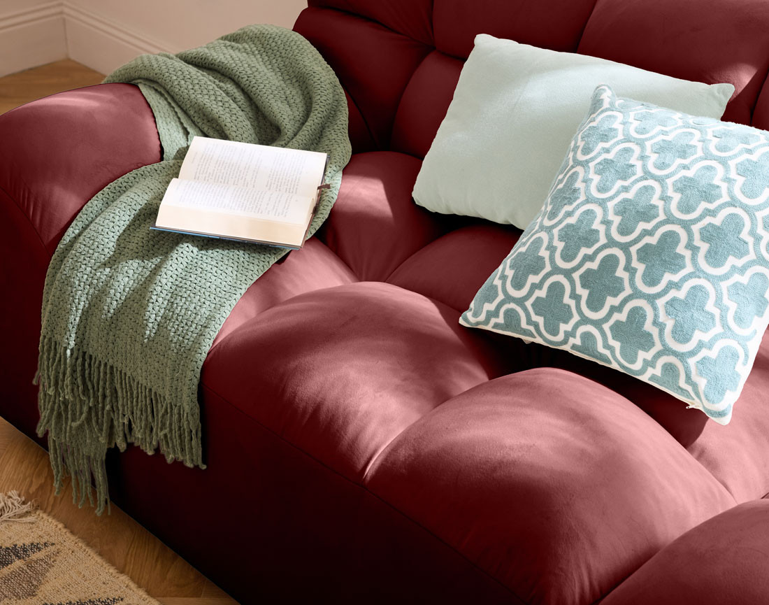 Canapé droit 4 places en velours Napoli