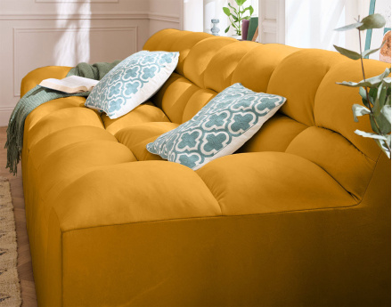 Canapé droit 4 places en velours Napoli