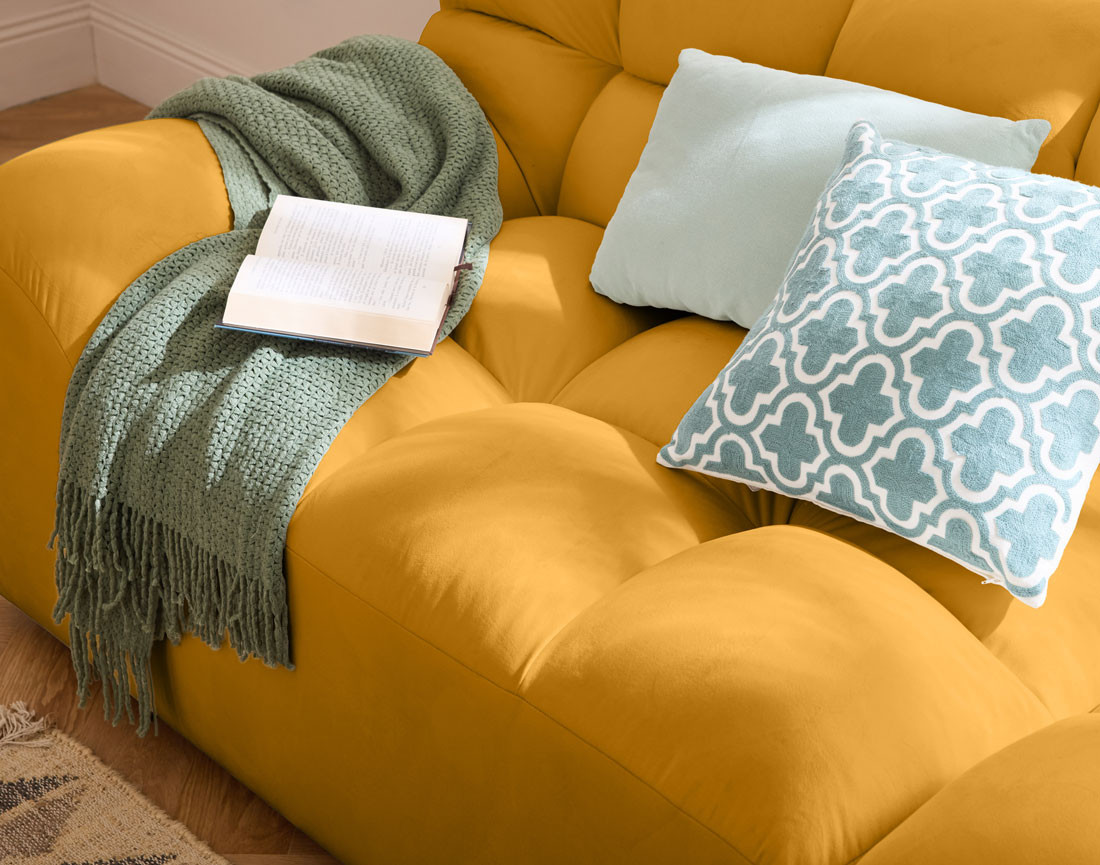 Canapé droit 4 places en velours Napoli