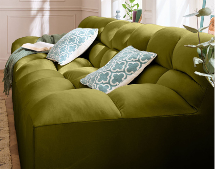 Canapé droit 4 places en velours Napoli