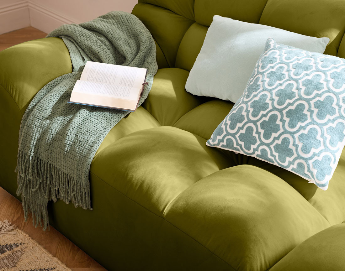 Canapé droit 4 places en velours Napoli