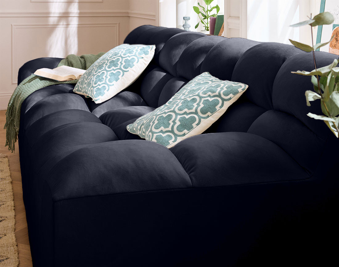 Canapé droit 4 places en velours Napoli