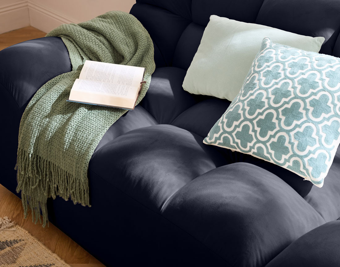 Canapé droit 4 places en velours Napoli