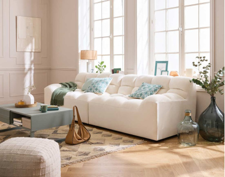 Canapé droit 4 places en velours Napoli