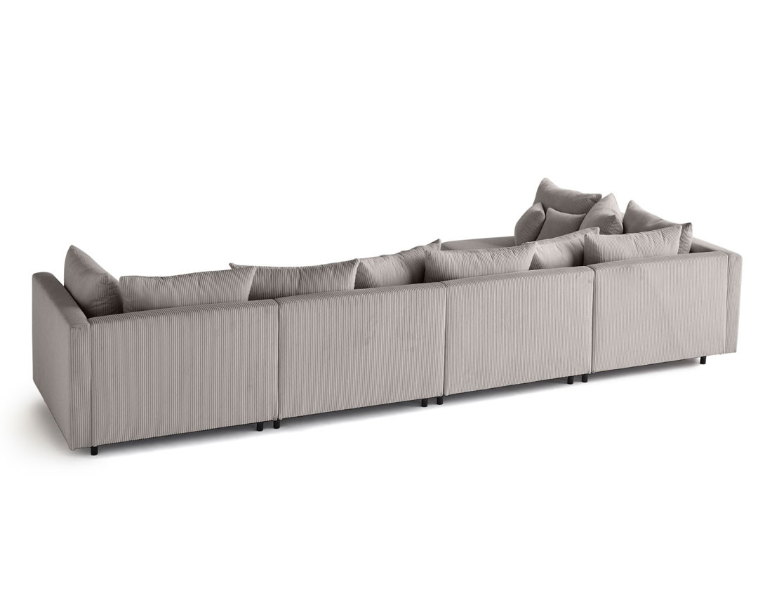 Canapé d'angle modulable 5 places en velours côtelé Edinburg