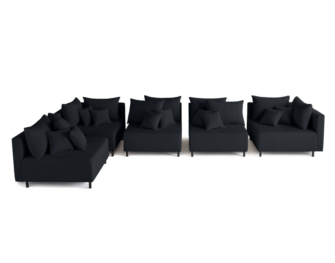 Canapé d'angle modulable 5 places en velours côtelé Edinburg