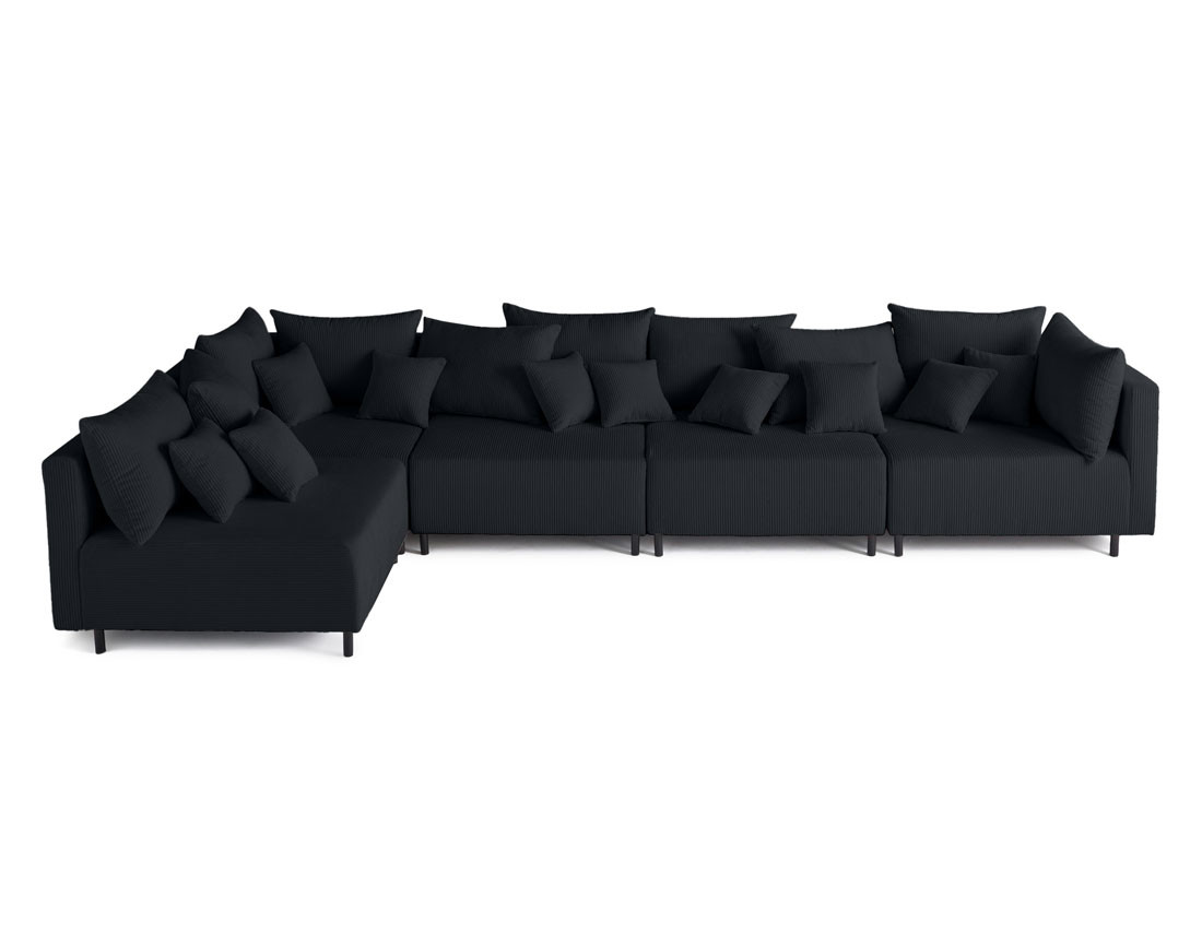 Canapé d'angle modulable 5 places en velours côtelé Edinburg