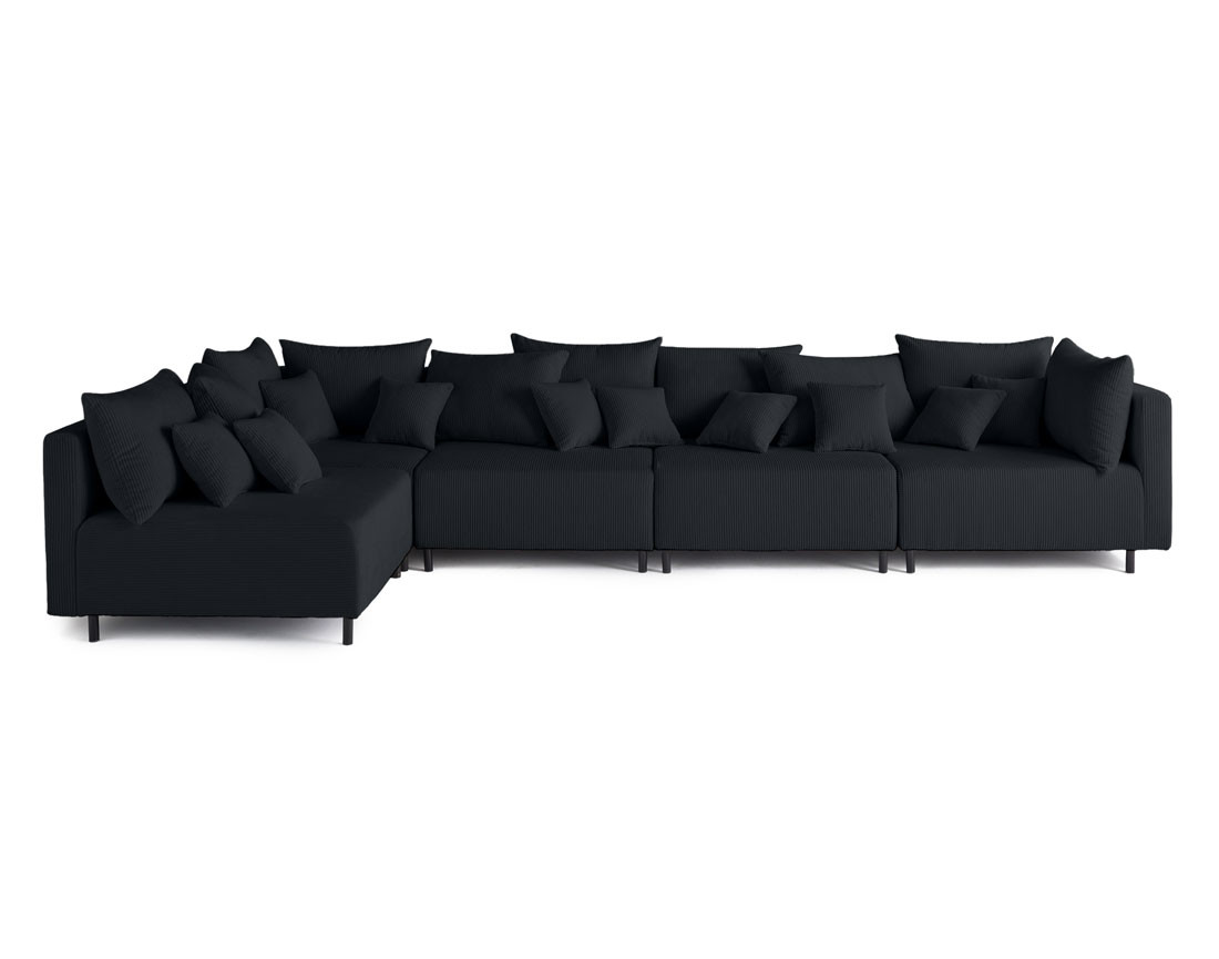 Canapé d'angle modulable 5 places en velours côtelé Edinburg
