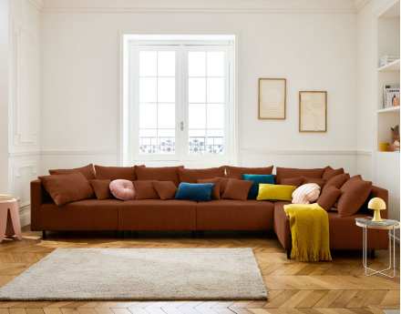 Edinburg - canapé modulable d'angle réversible 5 places - en velours côtelé Lisa Design