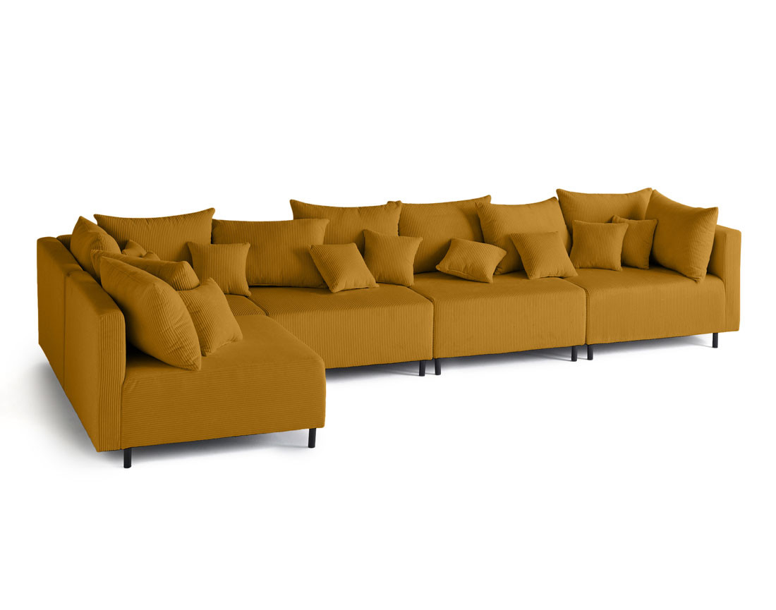 Canapé d'angle modulable 5 places en velours côtelé Edinburg