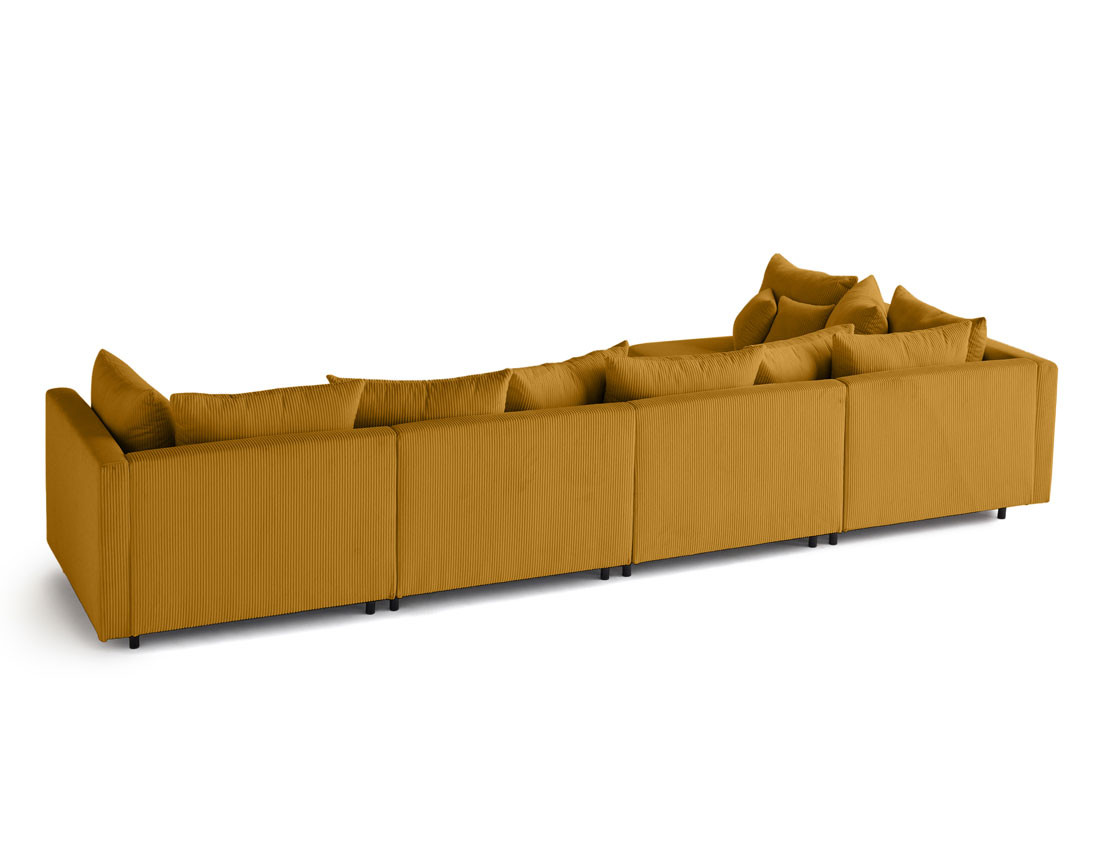 Canapé d'angle modulable 5 places en velours côtelé Edinburg