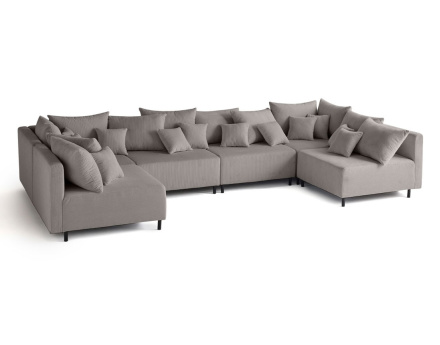 Canapé panoramique modulable 6 places en velours côtelé Edinburg